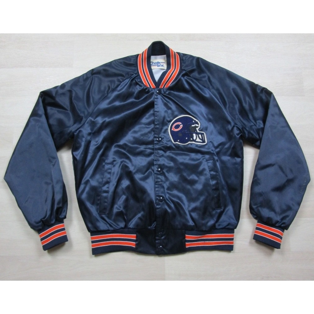 Vintage‎ 80s CHALK LINE Chicago Bears Satin Bomber Jacket (M) NFL Football USA